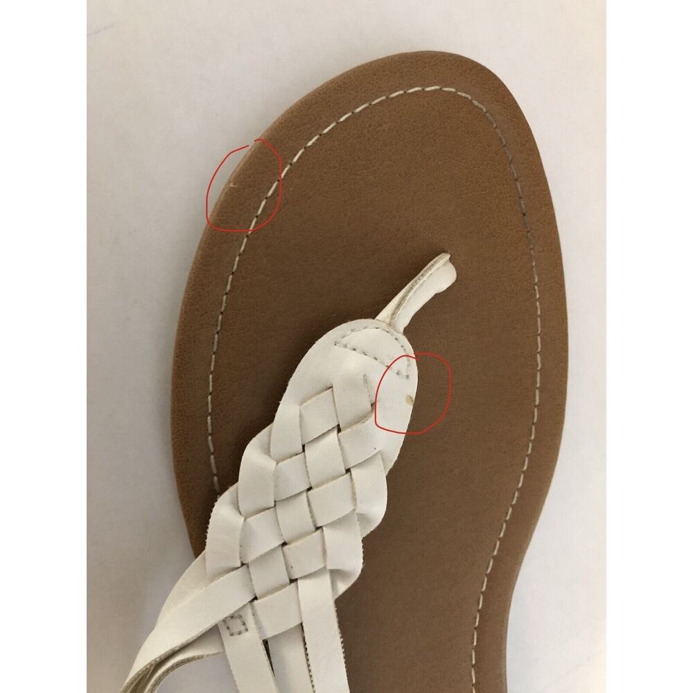 American Eagle‎ Women’s Sandals 7.5 White Cottagecore Minimalist Adjustable Flaw - Picture 4 of 13